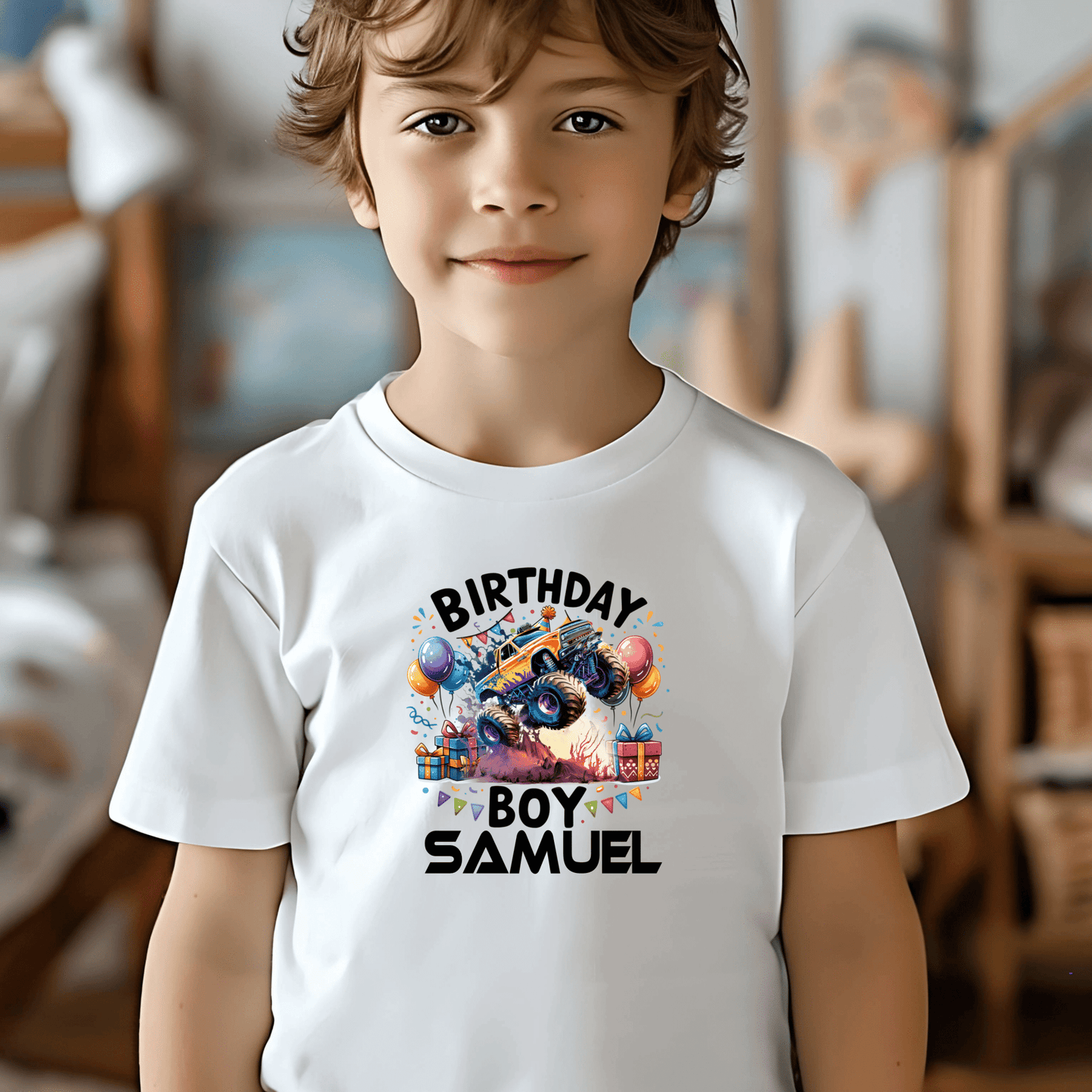 Custom Monster Truck Birthday Shirts for Toddler Boys Birthday Party Personalized with Name - secapparelonline