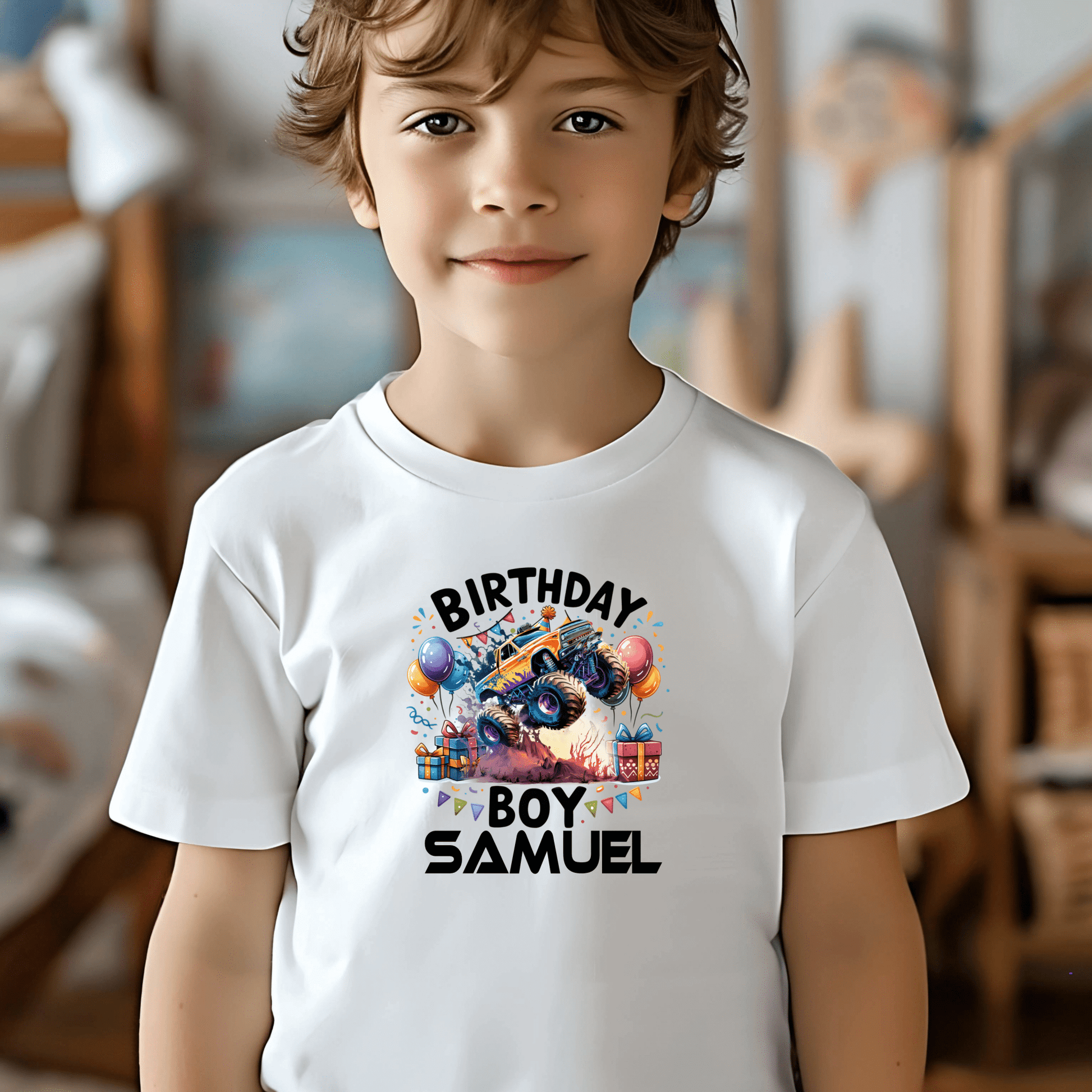Custom Monster Truck Birthday Shirts for Toddler Boys Birthday Party Personalized with Name - secapparelonline