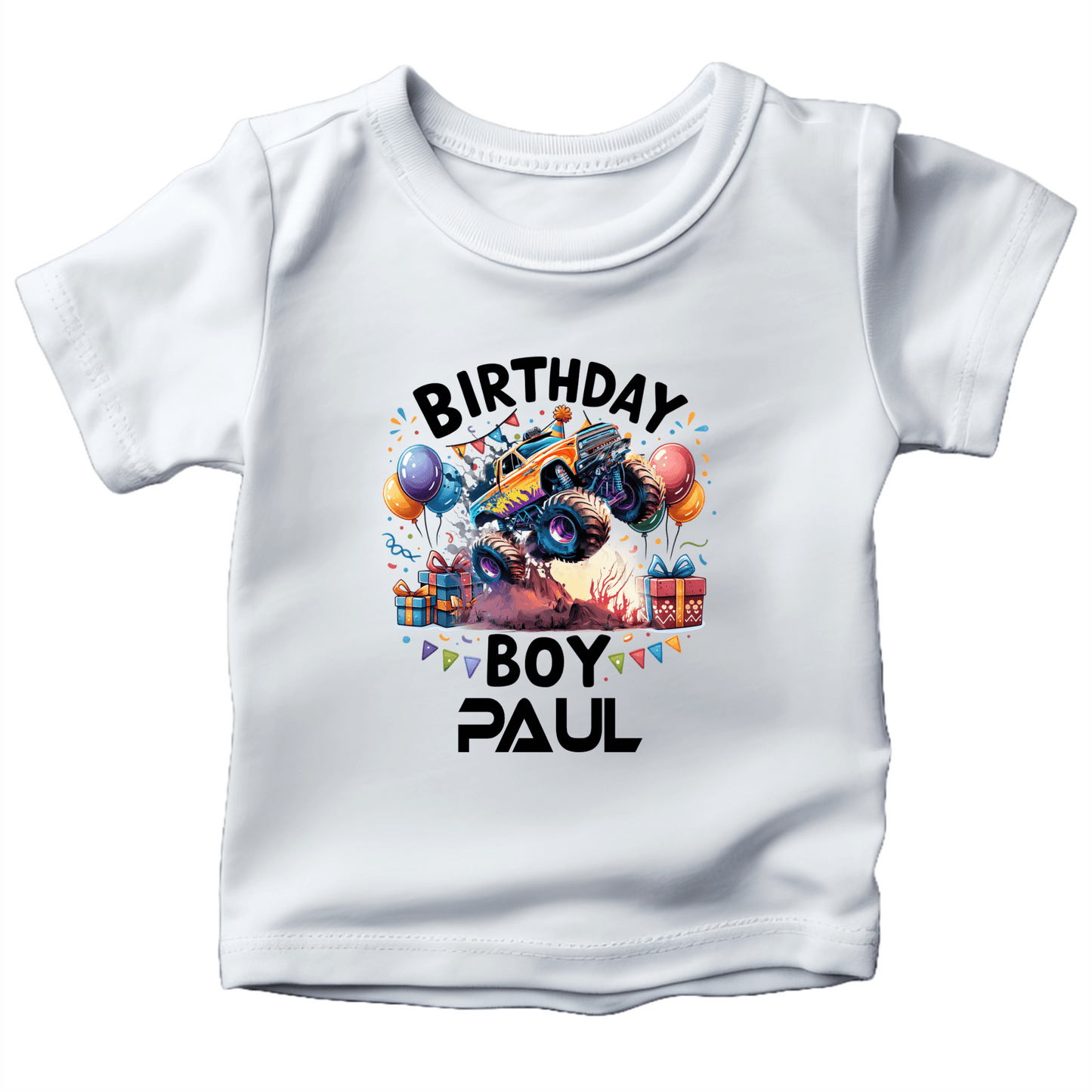 Custom Monster Truck Birthday Shirts for Toddler Boys Birthday Party Personalized with Name - secapparelonline