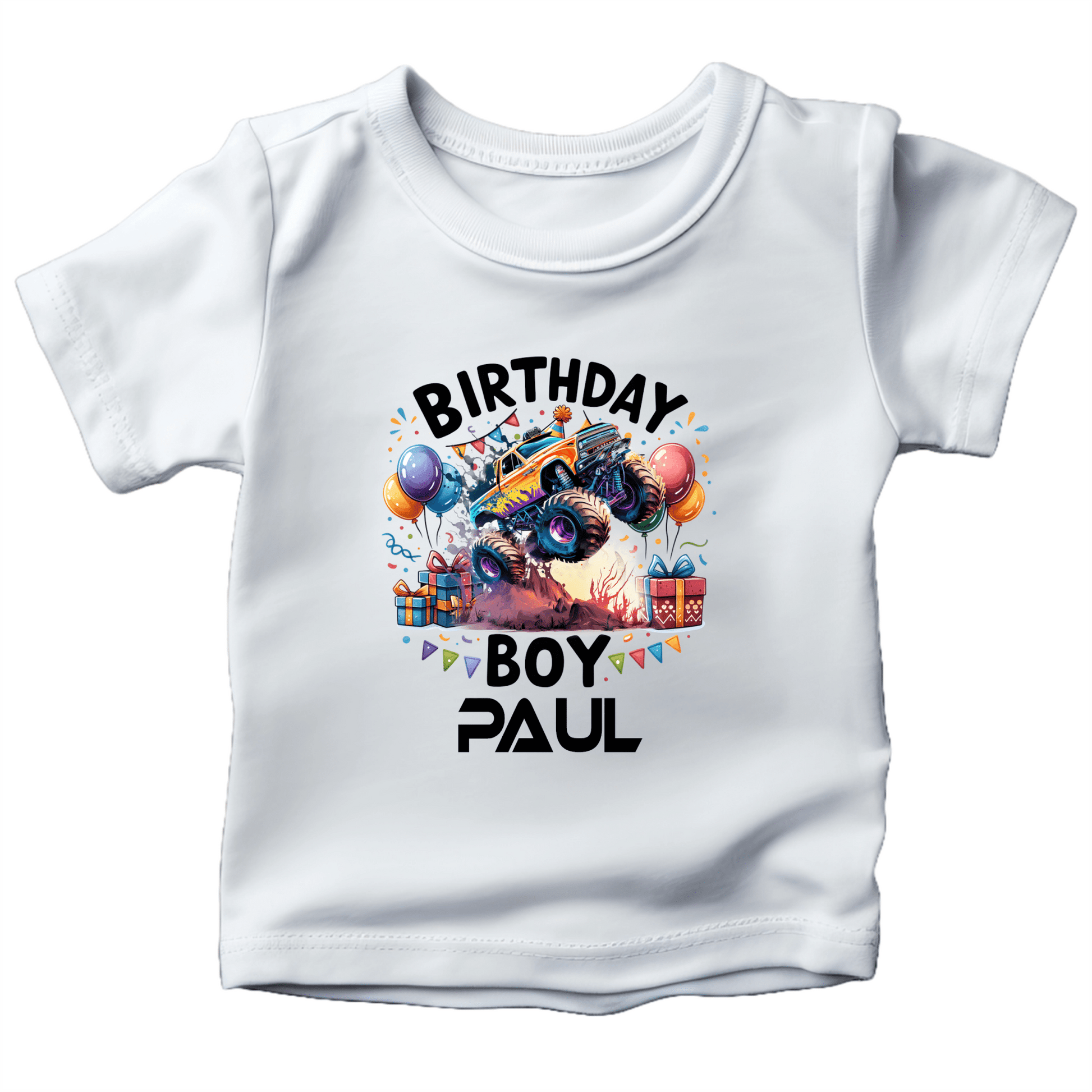 Custom Monster Truck Birthday Shirts for Toddler Boys Birthday Party Personalized with Name - secapparelonline