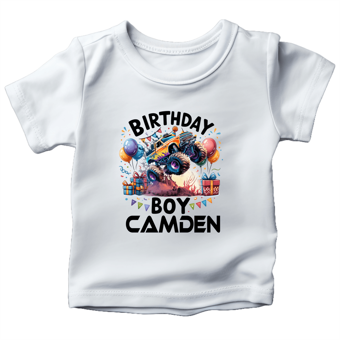 Custom Monster Truck Birthday Shirts for Toddler Boys Birthday Party Personalized with Name - secapparelonline