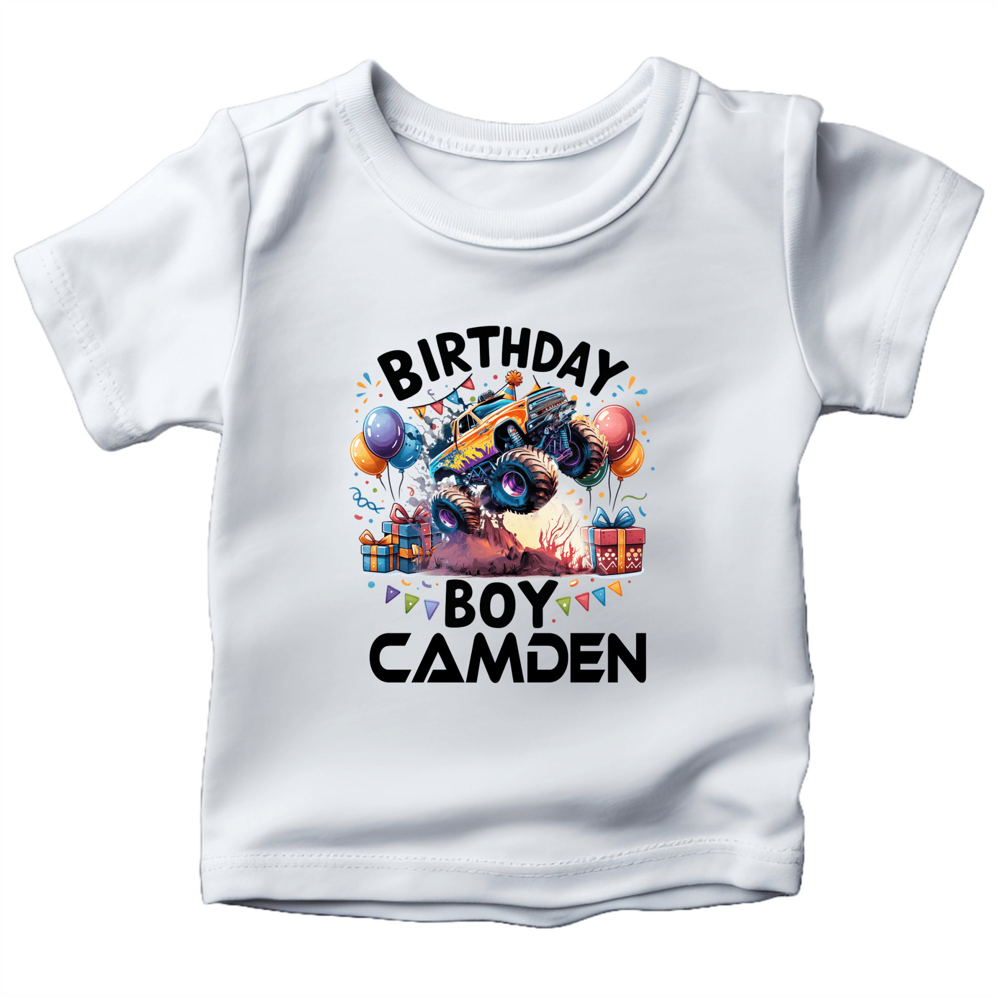 Custom Monster Truck Birthday Shirts for Toddler Boys Birthday Party Personalized with Name - secapparelonline