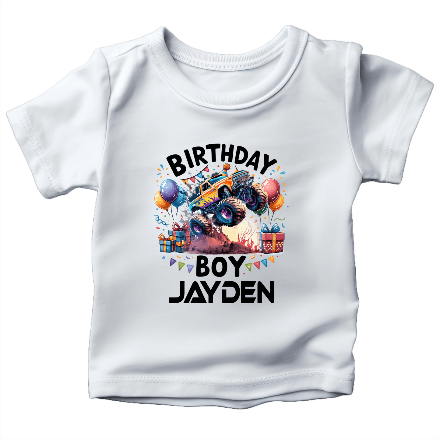 Custom Monster Truck Birthday Shirts for Toddler Boys Birthday Party Personalized with Name - secapparelonline