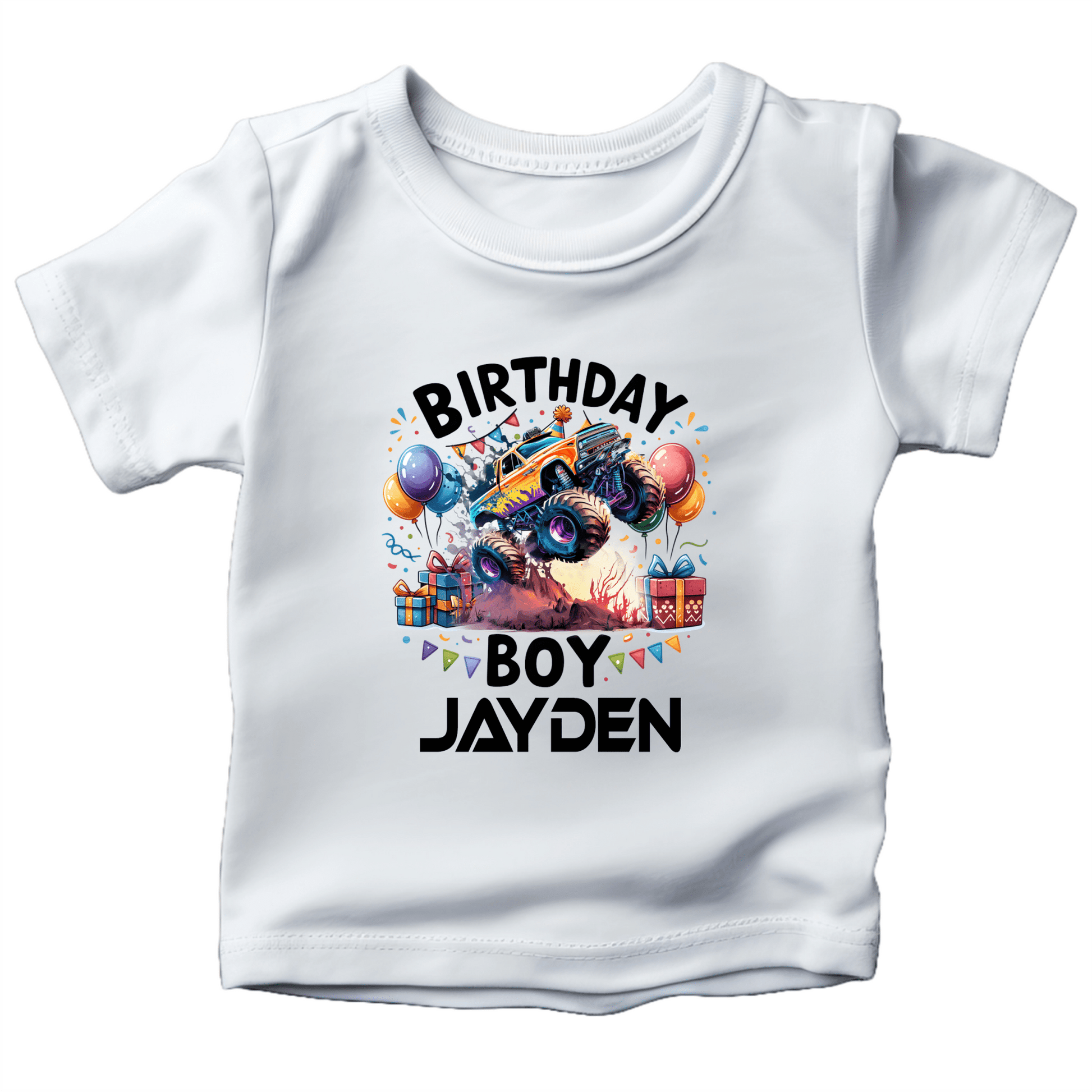 Custom Monster Truck Birthday Shirts for Toddler Boys Birthday Party Personalized with Name - secapparelonline