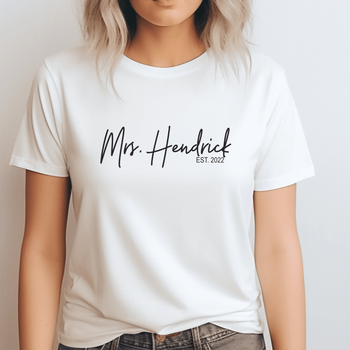 Custom Mrs Last Name Shirt | Crew neck | V Neck| Sweatshirt | Hoodie | SEC Apparel - secapparelonline