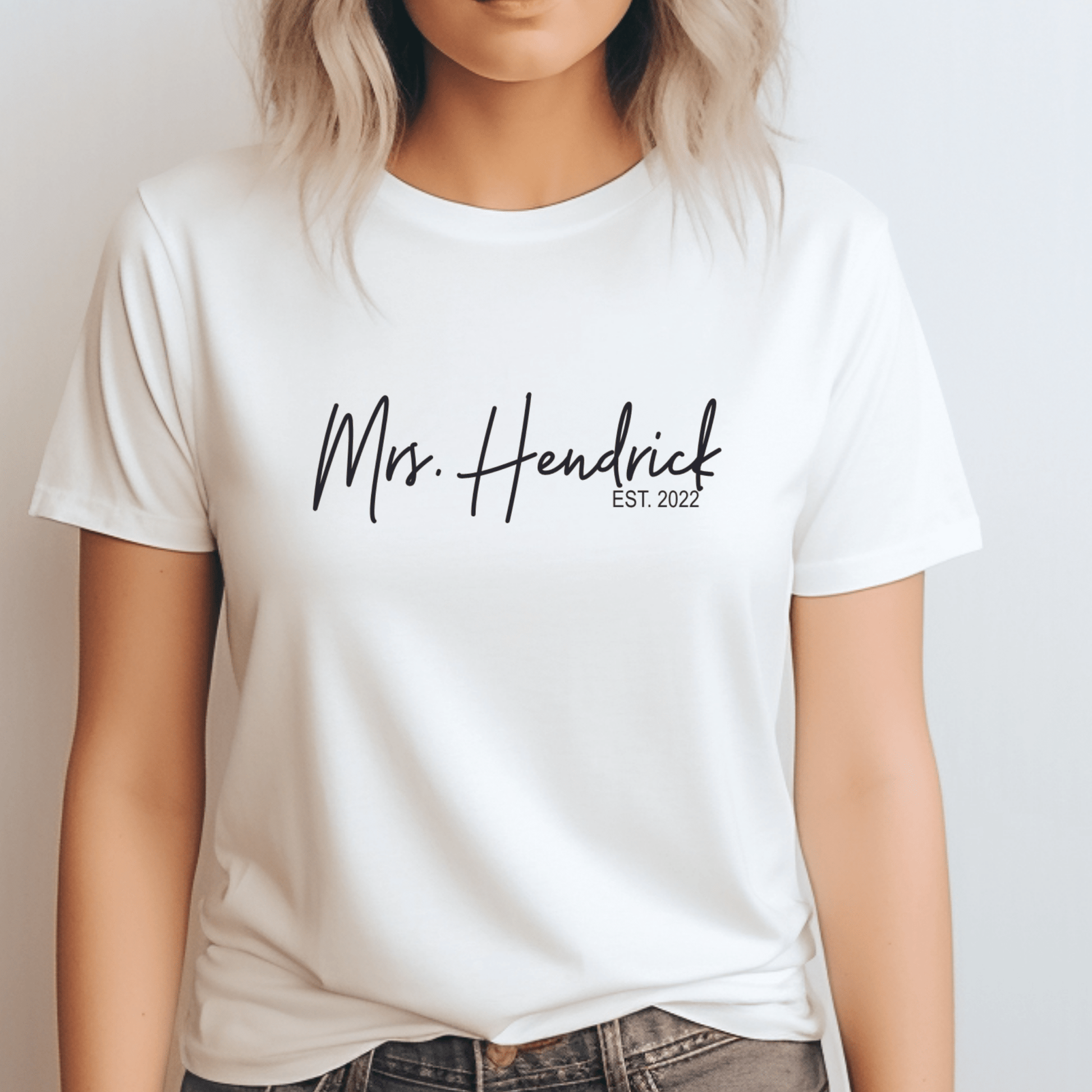 Custom Mrs Last Name Shirt | Crew neck | V Neck| Sweatshirt | Hoodie | SEC Apparel - secapparelonline