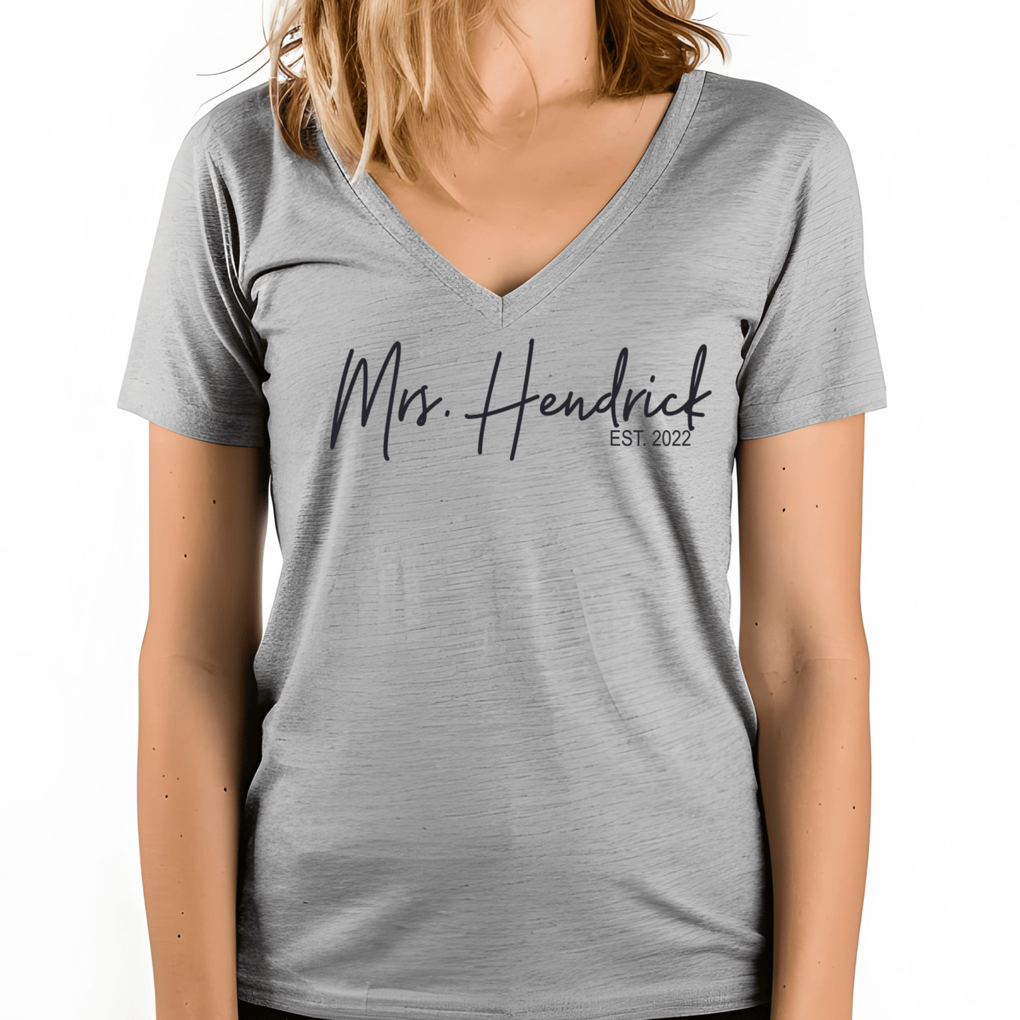 Custom Mrs Last Name Shirt | Crew neck | V Neck| Sweatshirt | Hoodie | SEC Apparel - secapparelonline