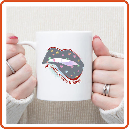 Dog Mugs - 11oz Coffee Mug | Pets Lover Mugs | Beware of Dog Kisses - secapparelonline