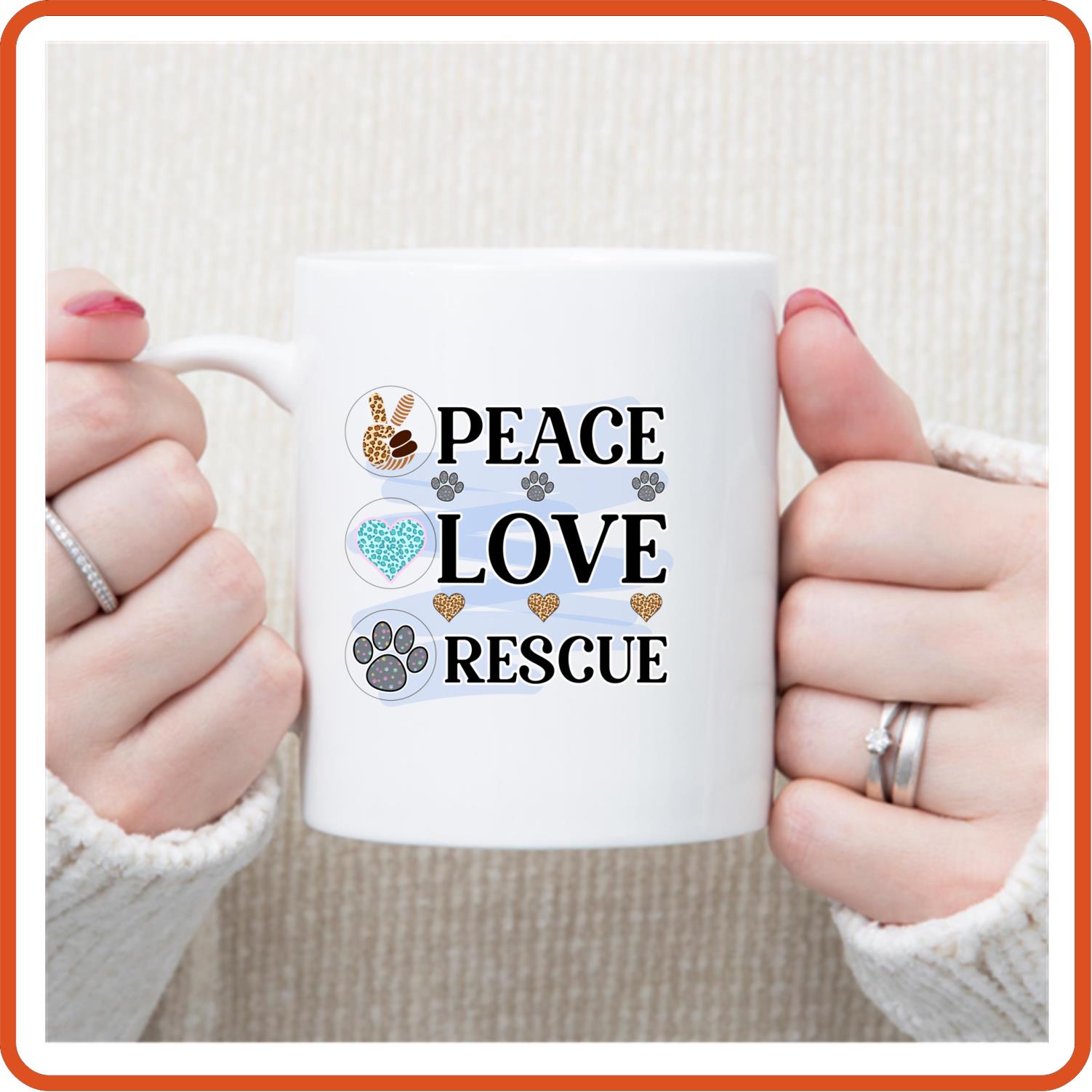 Dog Mugs - 11oz Coffee Mug | Pets Lover Mugs | Peace Love Rescue 2 - secapparelonline