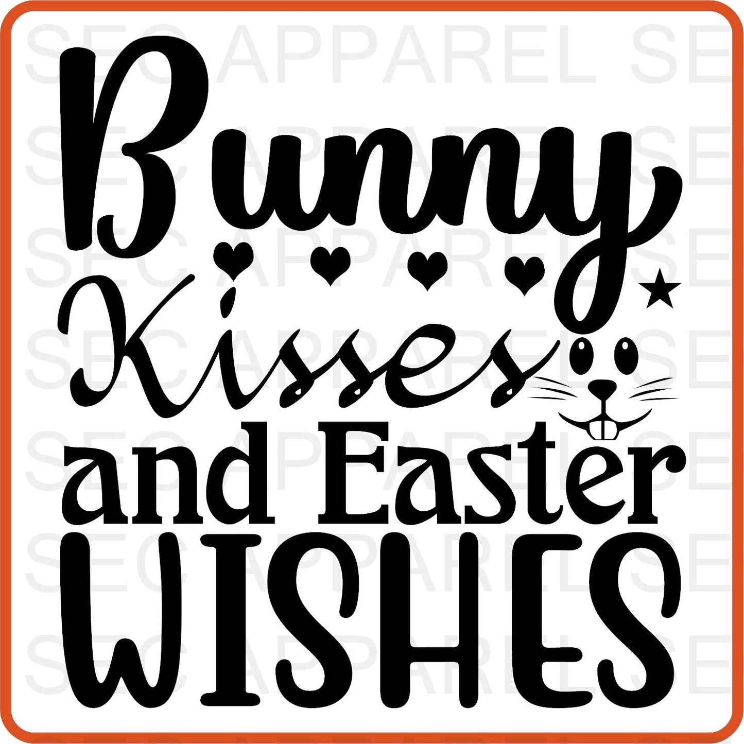 Easter Iron On Decals Patches transfers vinyl for shirts, clothing | Bunny Kisses - secapparelonline
