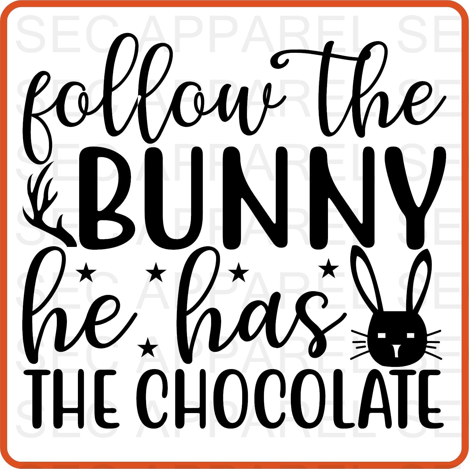 Easter Iron On Decals Patches transfers vinyl for shirts, clothing | Follow the Bunny 1 - secapparelonline