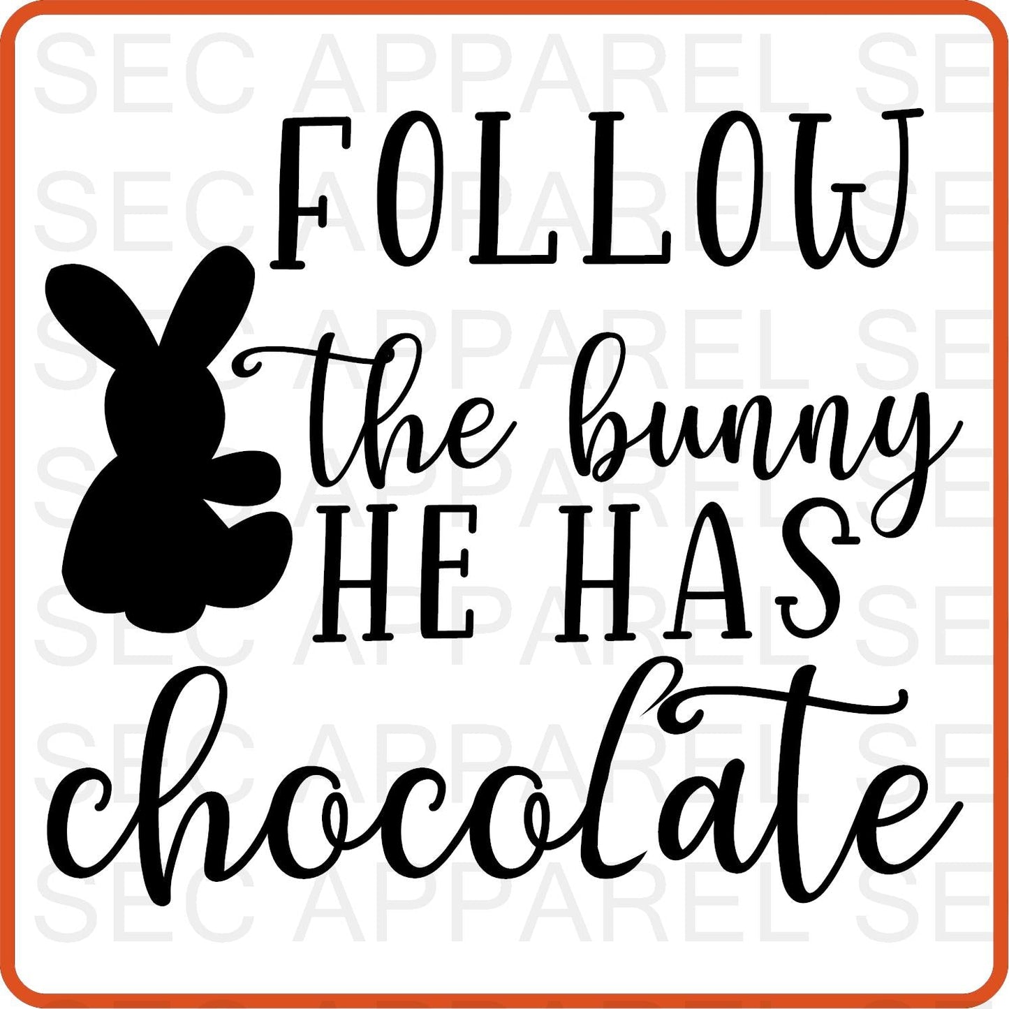 Easter Iron On Decals Patches transfers vinyl for shirts, clothing | Follow the Bunny - secapparelonline