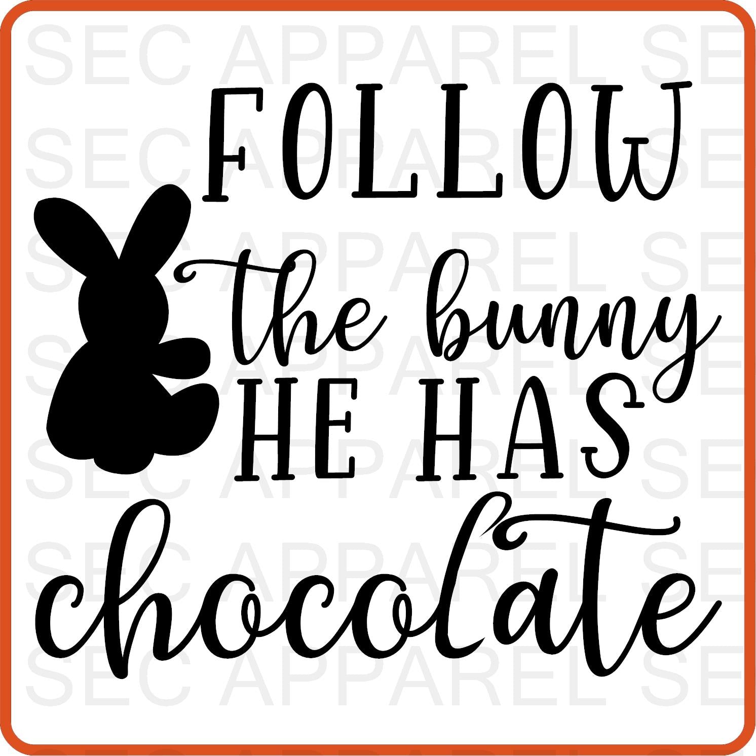Easter Iron On Decals Patches transfers vinyl for shirts, clothing | Follow the Bunny - secapparelonline