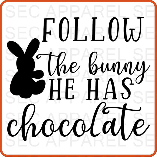 Easter Iron On Decals Patches transfers vinyl for shirts, clothing | Follow the Bunny - secapparelonline