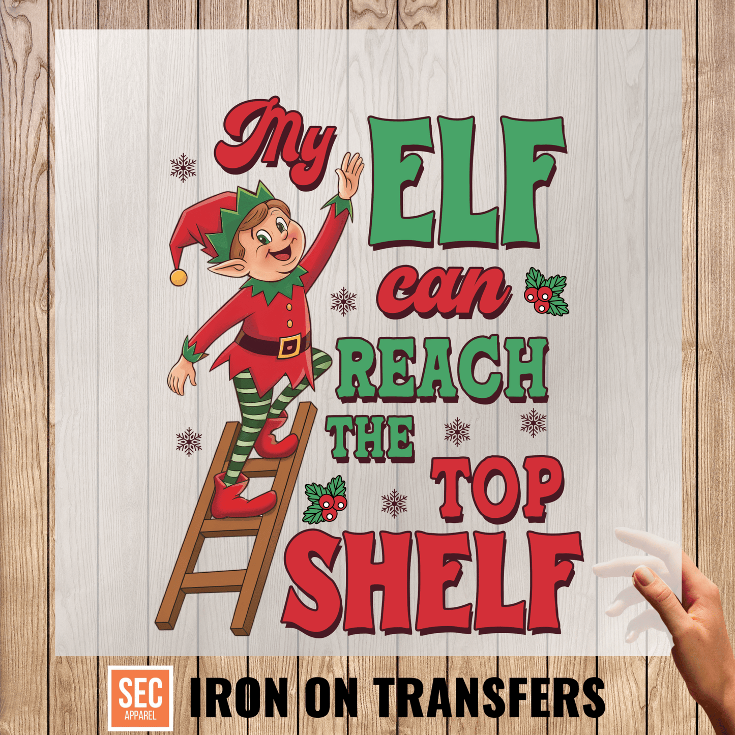 elf on the shelf iron on| Funny Christmas Iron - On | Can Reach the top shelf - secapparelonline