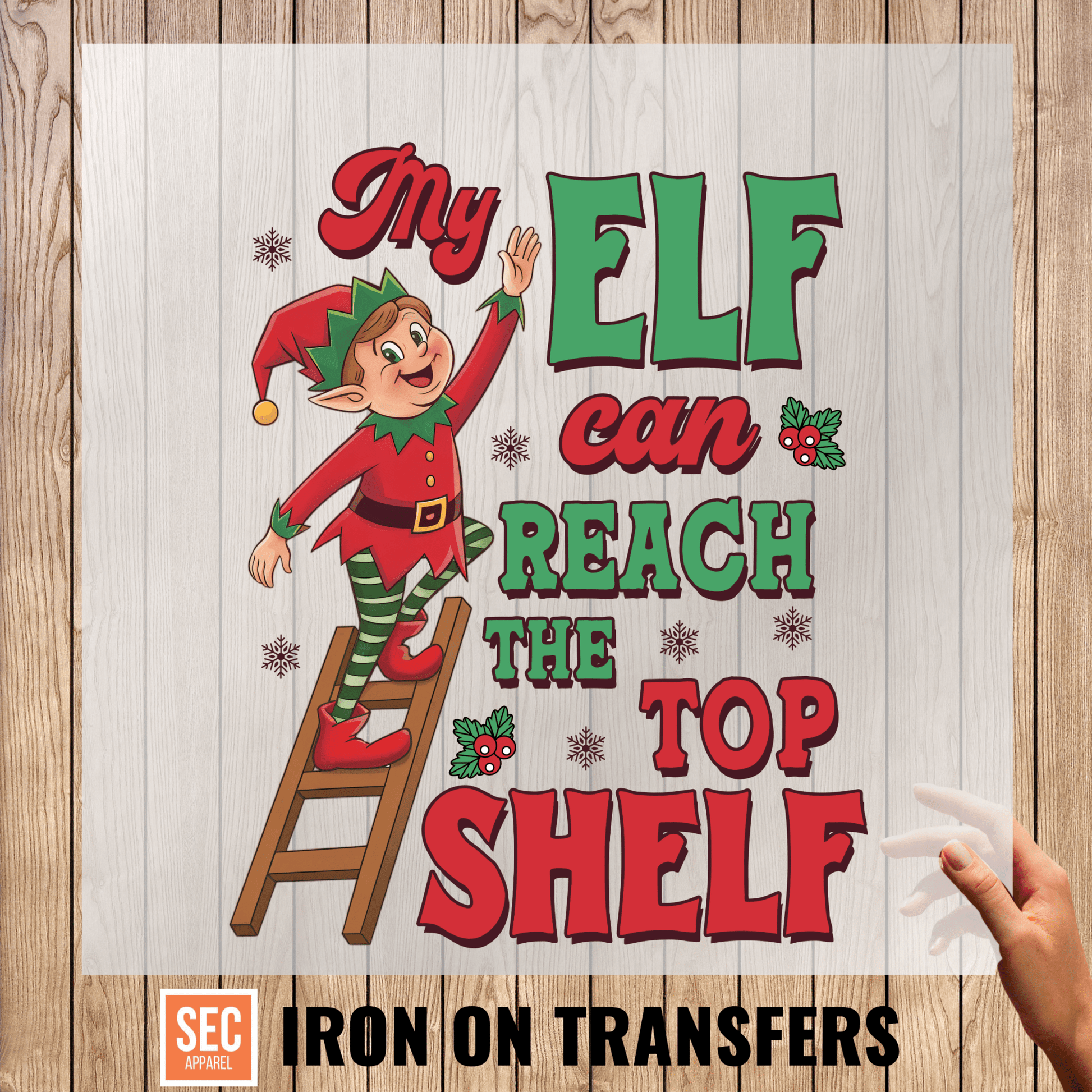 elf on the shelf iron on| Funny Christmas Iron - On | Can Reach the top shelf - secapparelonline