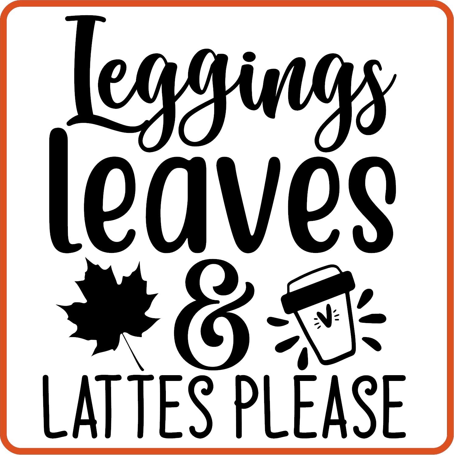 Fall Iron On Decals Patches by SEC Apparel | Leggings Leaves and Lattes - secapparelonline