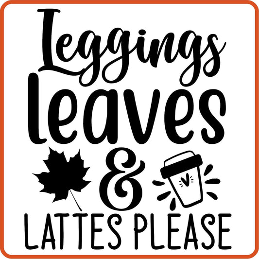 Fall Iron On Decals Patches by SEC Apparel | Leggings Leaves and Lattes - secapparelonline