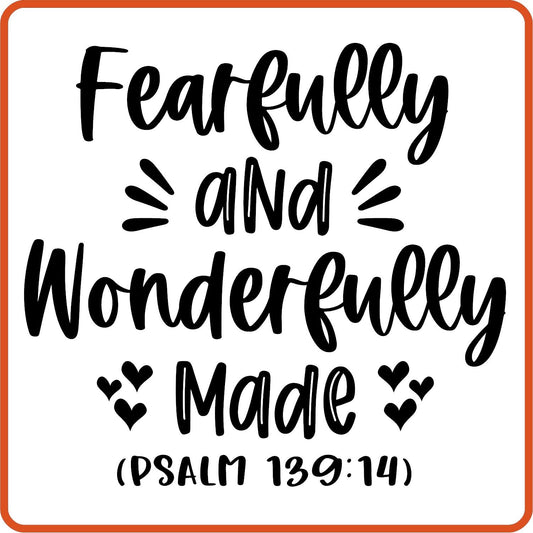 Fearfully and Wonderfully Made | Bible | Religious Iron On Decals Patches by SEC Apparel - secapparelonline