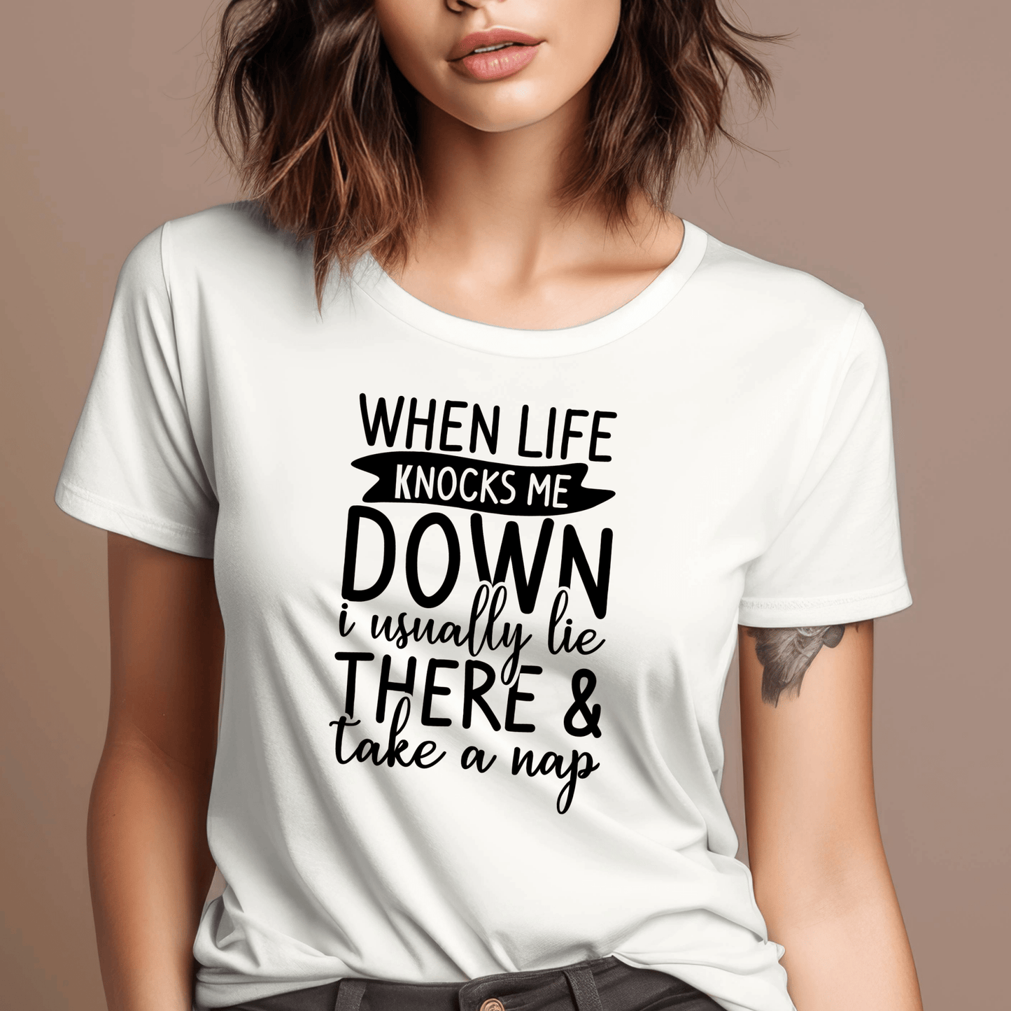 Funny Graphic T Shirt| Unisex | Funny Shirts | When Life Knocks Me Down - secapparelonline