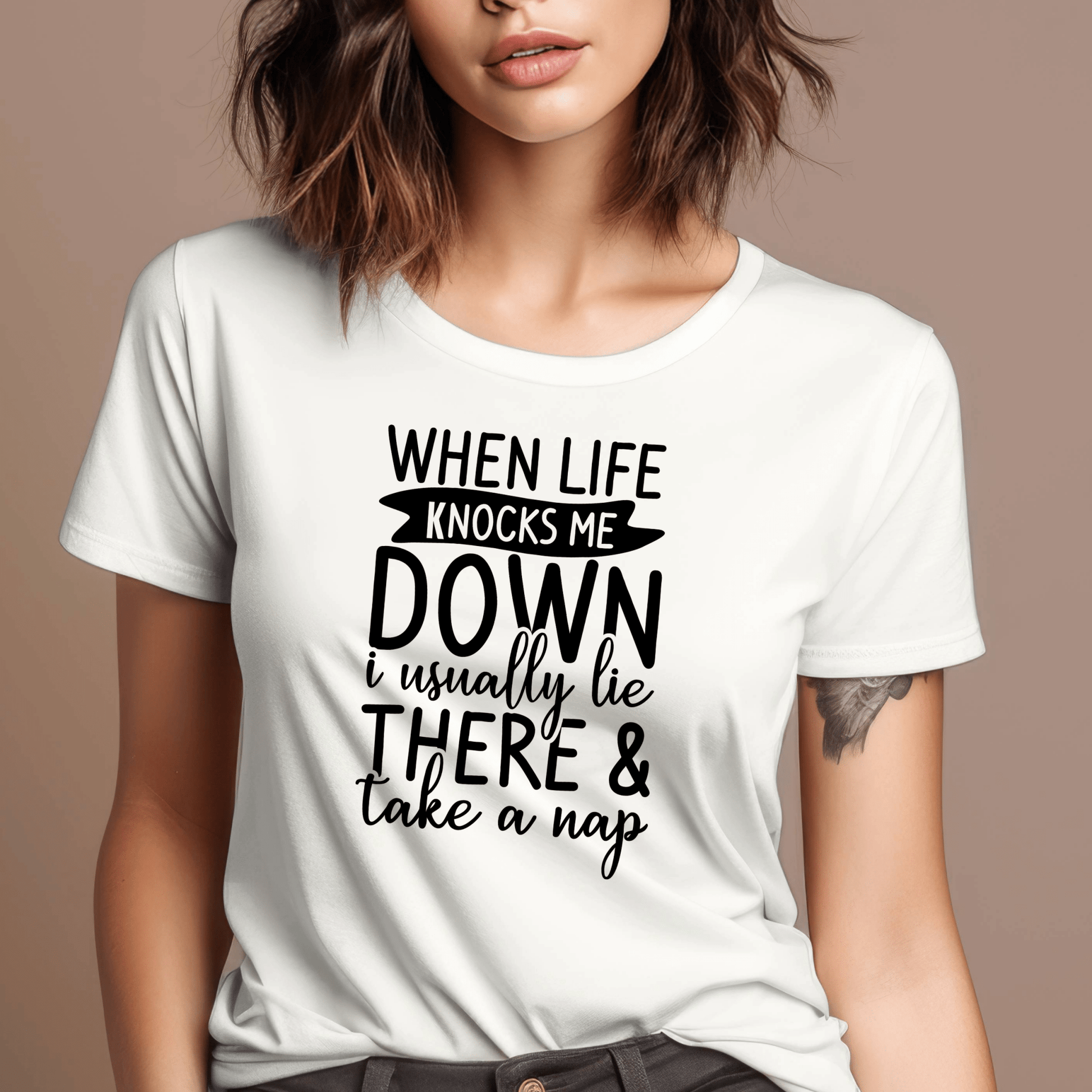 Funny Graphic T Shirt| Unisex | Funny Shirts | When Life Knocks Me Down - secapparelonline