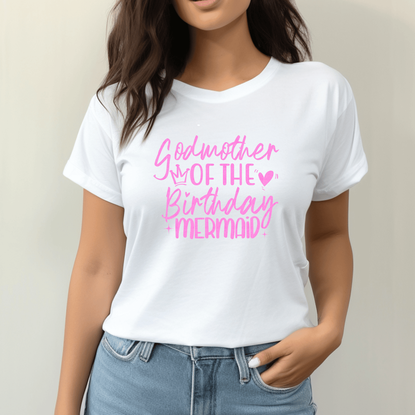 Godmother of the Birthday Mermaid Shirt | Crew neck | V Neck| Sweatshirt | Hoodie - secapparelonline
