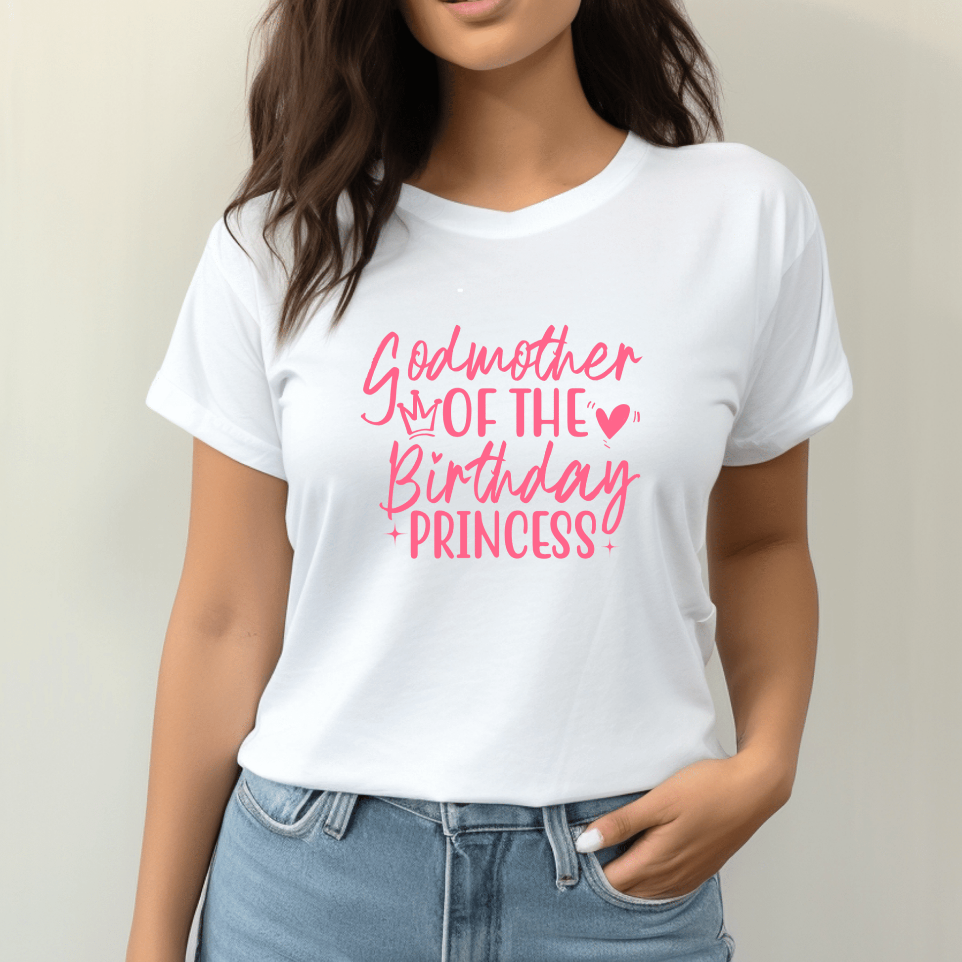 Godmother of the Birthday Princess Shirt | Crew neck | V Neck| Sweatshirt | Hoodie - secapparelonline