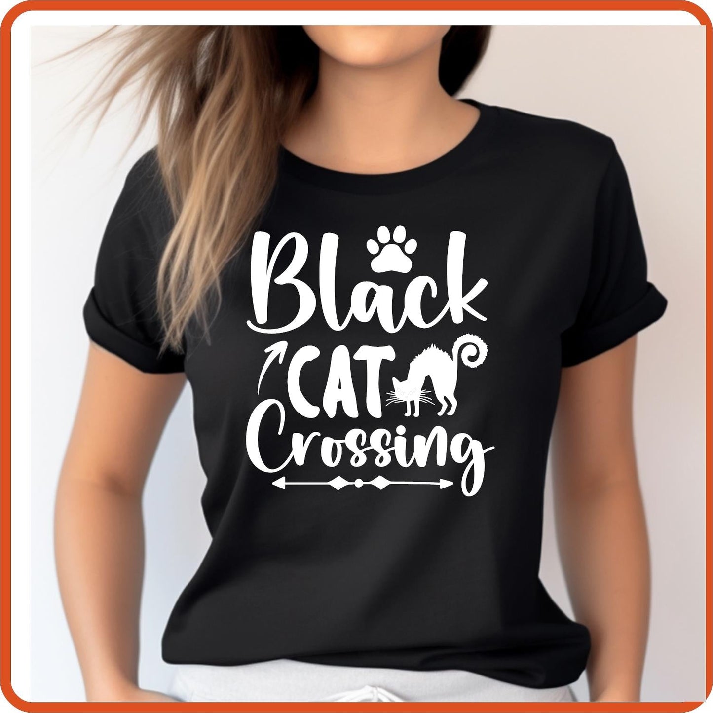 Halloween Graphic T-shirts | Halloween Shirt | SEC Apparel | Black Cat Crossing - secapparelonline