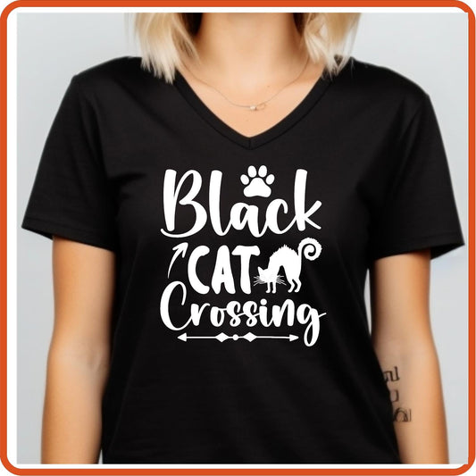 Halloween Graphic T-shirts | Halloween Shirt | SEC Apparel | Black Cat Crossing - secapparelonline