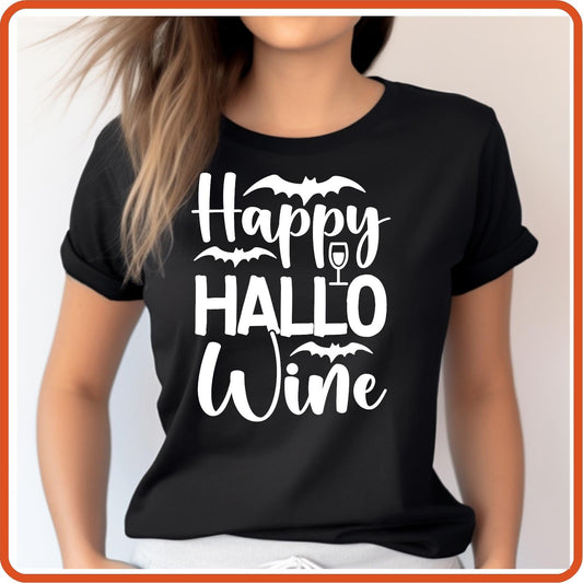 Halloween Graphic T-shirts | Halloween Shirt | SEC Apparel | Happy Hallo Wine - secapparelonline
