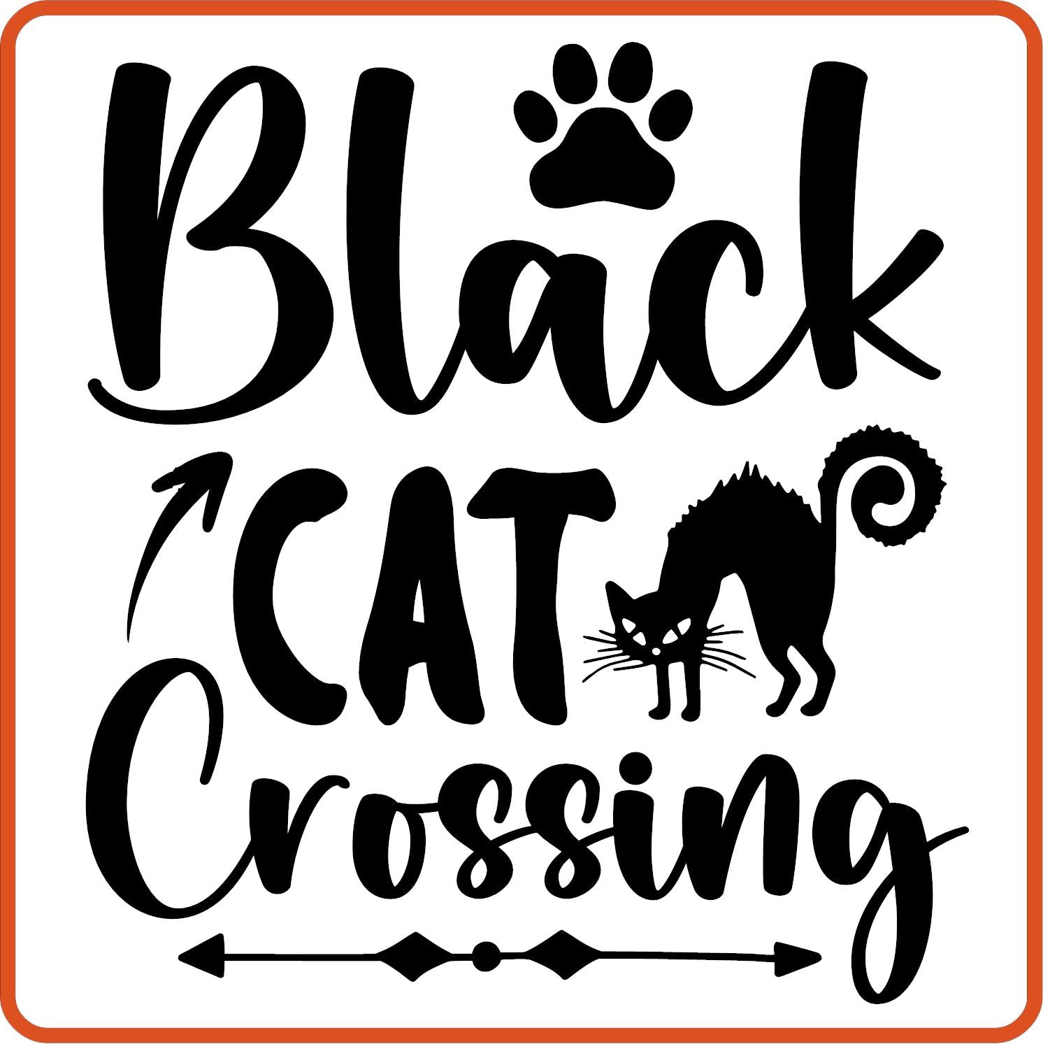 Halloween Iron On Decals Patches by SEC Apparel | Black Cat Crossing - secapparelonline