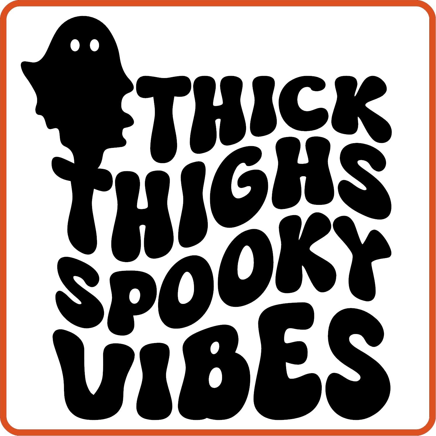 Halloween Iron On Decals Patches by SEC Apparel | Thick Thighs Spooky Vibes - secapparelonline