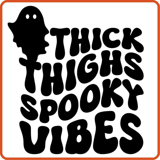 Halloween Iron On Decals Patches by SEC Apparel | Thick Thighs Spooky Vibes - secapparelonline