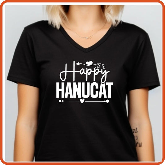 Hanukkah Graphic T-shirts | Hanukkah Shirts | SEC Apparel | Happy Hanucat - secapparelonline