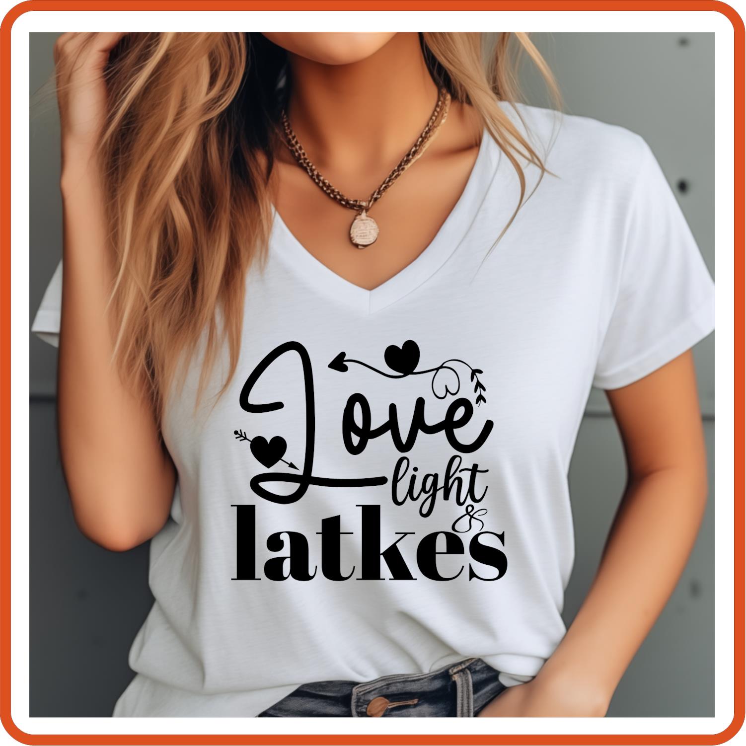 Hanukkah Graphic T-shirts | Hanukkah Shirts | SEC Apparel | Love Light and Latkes - secapparelonline