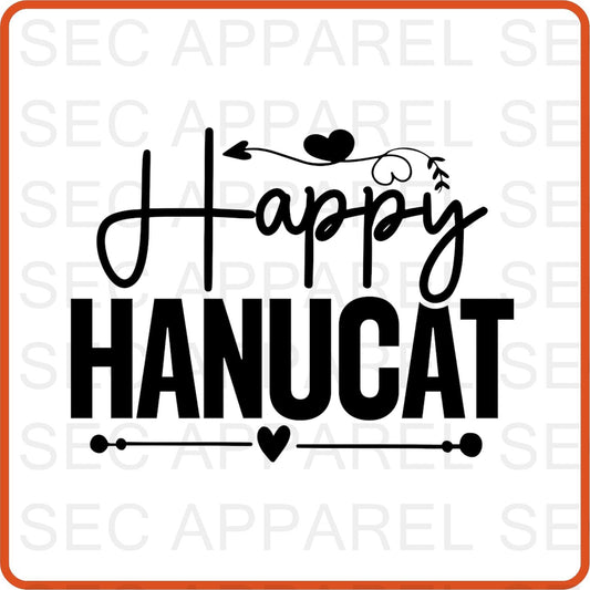 Hanukkah Iron On Decals Patches for shirts, clothing |SEC Apparel | Happy Hanucat - secapparelonline
