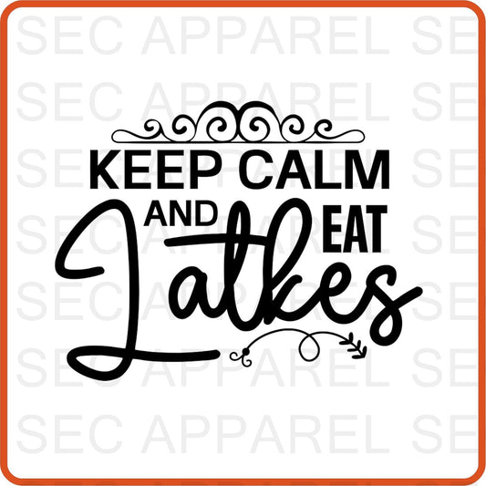 Hanukkah Iron On Decals Patches for shirts, clothing |SEC Apparel | Keep Calm and Eat Latke - secapparelonline