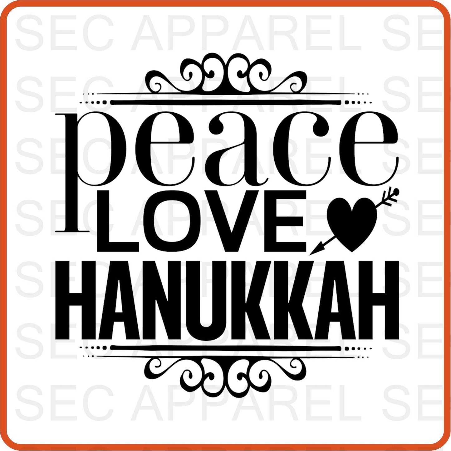 Hanukkah Iron On Decals Patches for shirts, clothing |SEC Apparel | Peace Love Hanukkah - secapparelonline