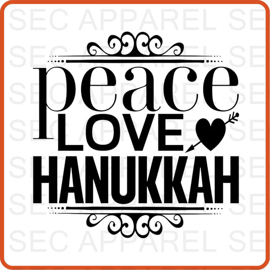 Hanukkah Iron On Decals Patches for shirts, clothing |SEC Apparel | Peace Love Hanukkah - secapparelonline