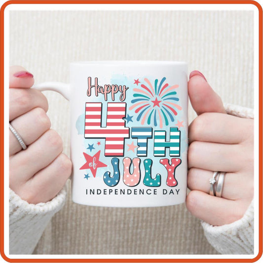 Happy 4th Independence Day | 4th of July Mugs - 11oz Coffee Mug by SEC Apparel - secapparelonline
