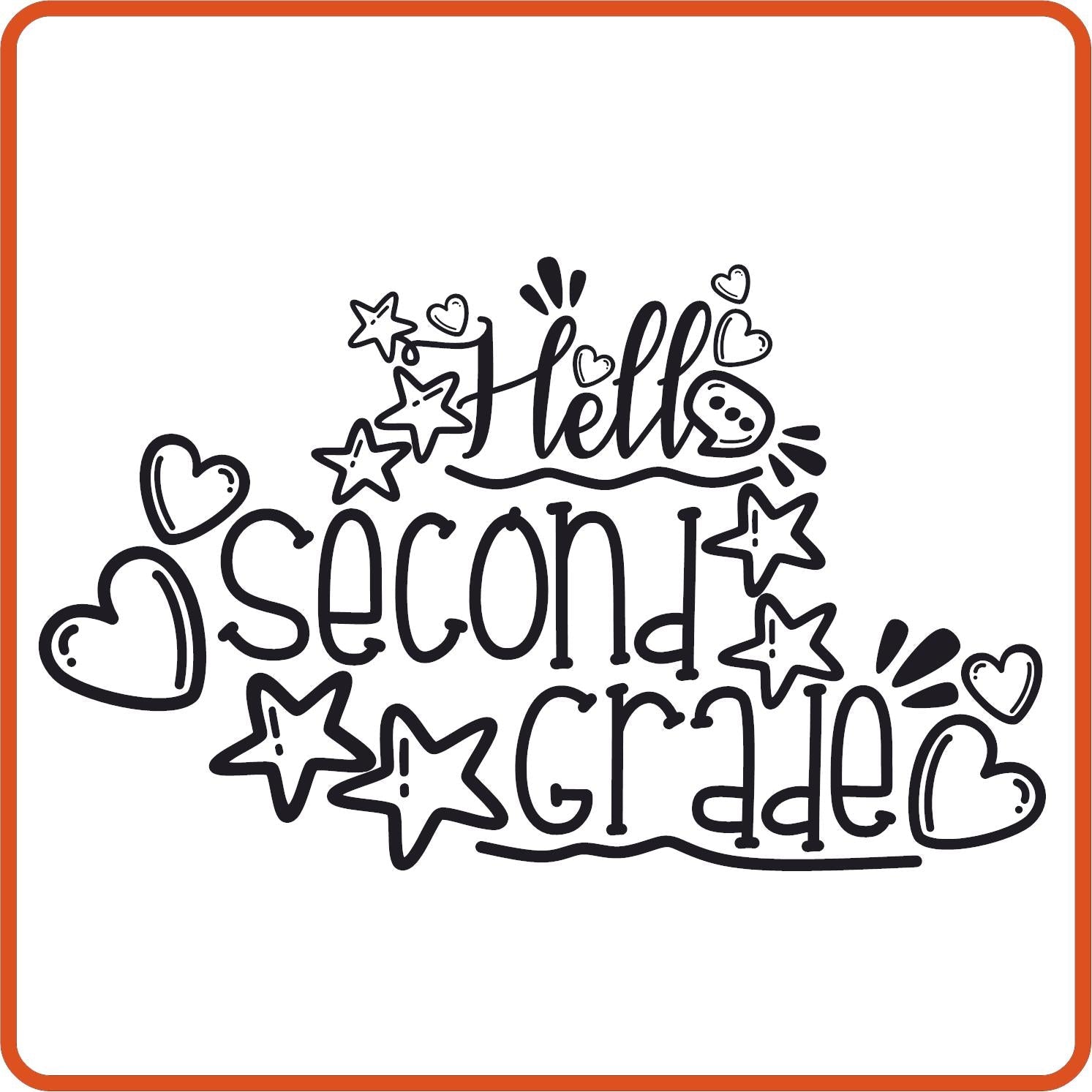 Hello 2nd Grade | Back to School Iron On Decals Patches by SEC Apparel - secapparelonline
