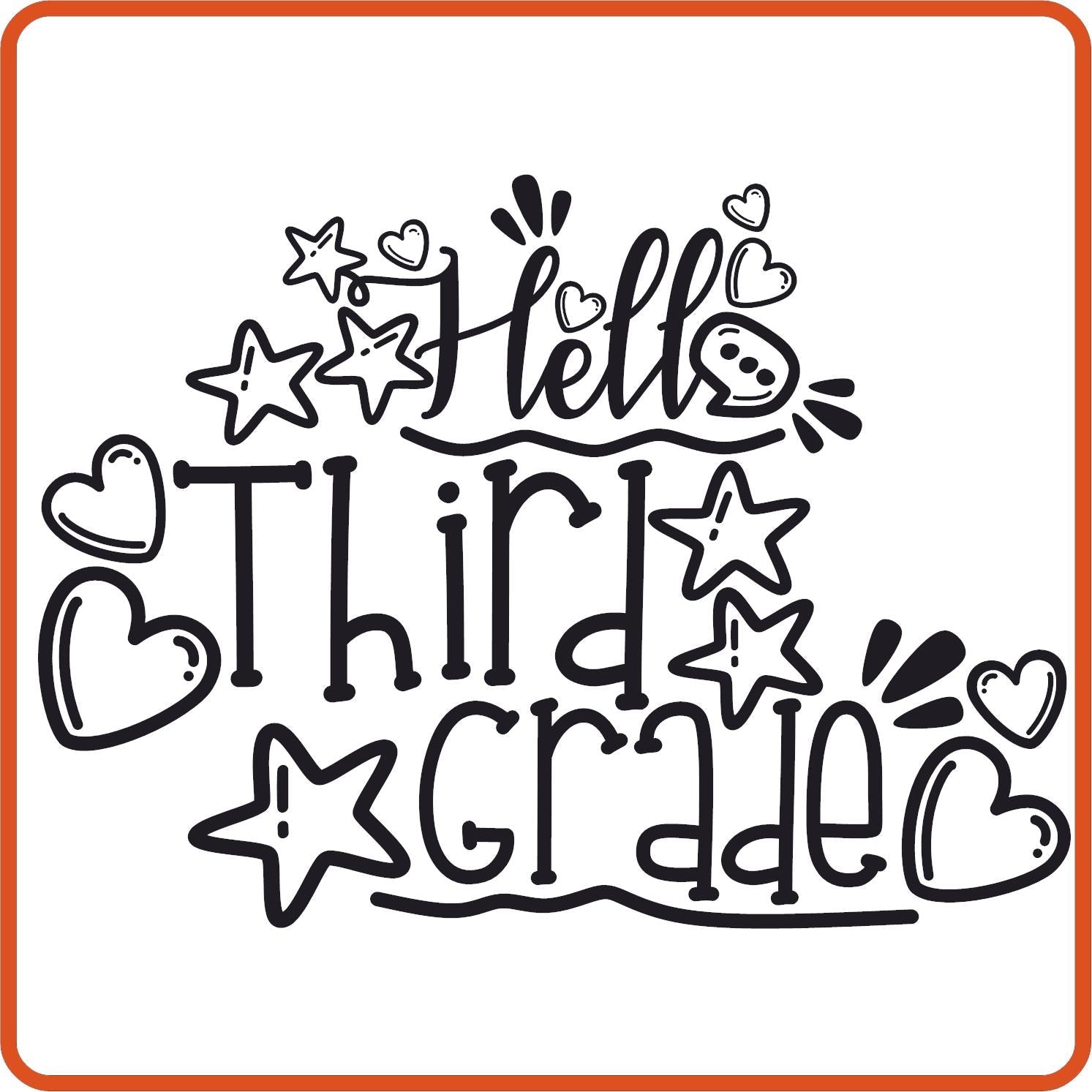 Hello 3rd Grade | Back to School Iron On Decals Patches by SEC Apparel - secapparelonline