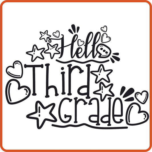Hello 3rd Grade | Back to School Iron On Decals Patches by SEC Apparel - secapparelonline