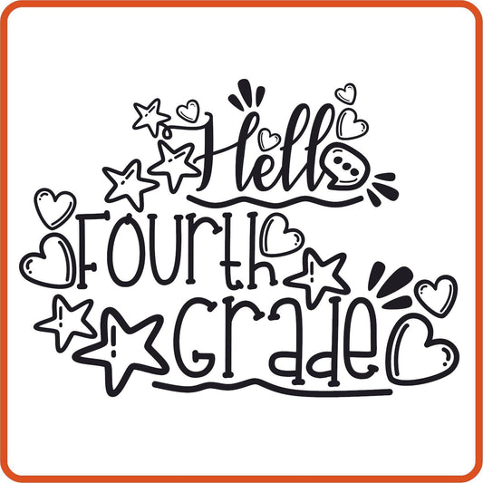 Hello 4th Grade | Back to School Iron On Decals Patches by SEC Apparel - secapparelonline