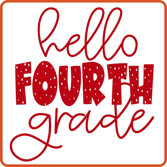 Hello Fourth Grade | Back to School Iron On Decals Patches by SEC Apparel - secapparelonline