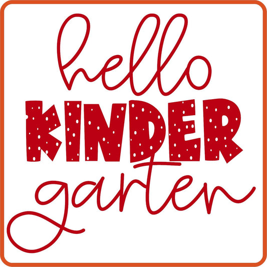 Hello Kindergarten Grade | Back to School Iron On Decals Patches by SEC Apparel - secapparelonline