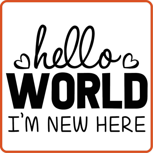 Hello World I'm New Here | New Baby Iron On Decal Patches by SEC Apparel - secapparelonline