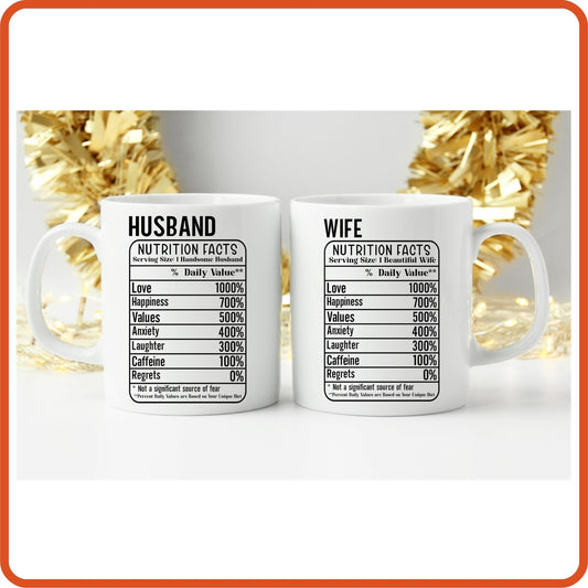 Husband and Wife Nutrition Facts | Wedding Mug - 11oz Mug by SEC Apparel - secapparelonline