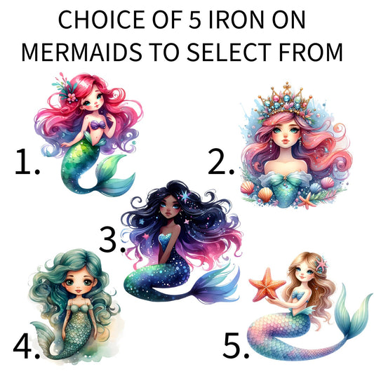 Mermaid Iron On Transfers Decals Patches Vinyl for T Shirts Fabric Clothing | SEC Apparel|