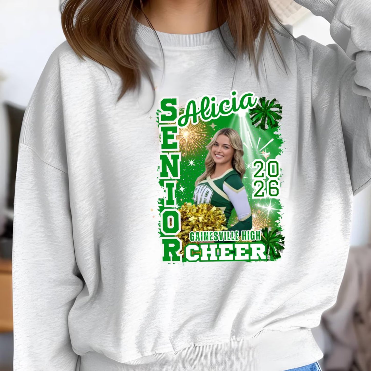 Senior Year Cheerleading Transfer - Custom Photo and Name DTF Iron-On